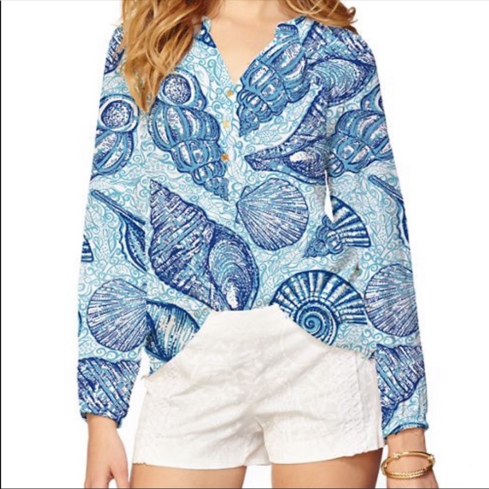 Lilly Pulitzer Elsa Top- True Blue Stuffed Shells